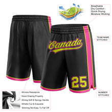 Load image into Gallery viewer, Custom Black Neon Yellow-Pink Authentic Basketball Shorts
