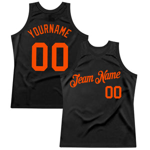 Custom Black Orange Authentic Throwback Basketball Jersey