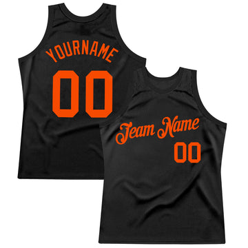 Custom Black Orange Authentic Throwback Basketball Jersey