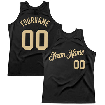 Custom Black Vegas Gold Authentic Throwback Basketball Jersey