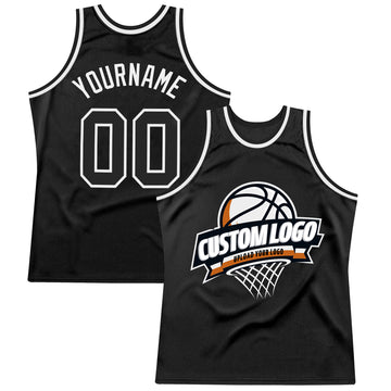 Custom Black White Authentic Throwback Basketball Jersey