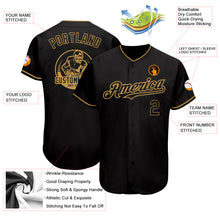 Load image into Gallery viewer, Custom Black Old Gold Authentic Baseball Jersey

