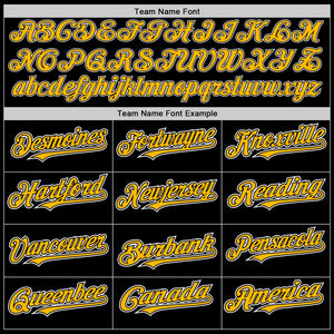 Custom Black Gold-Yellow Authentic Baseball Jersey
