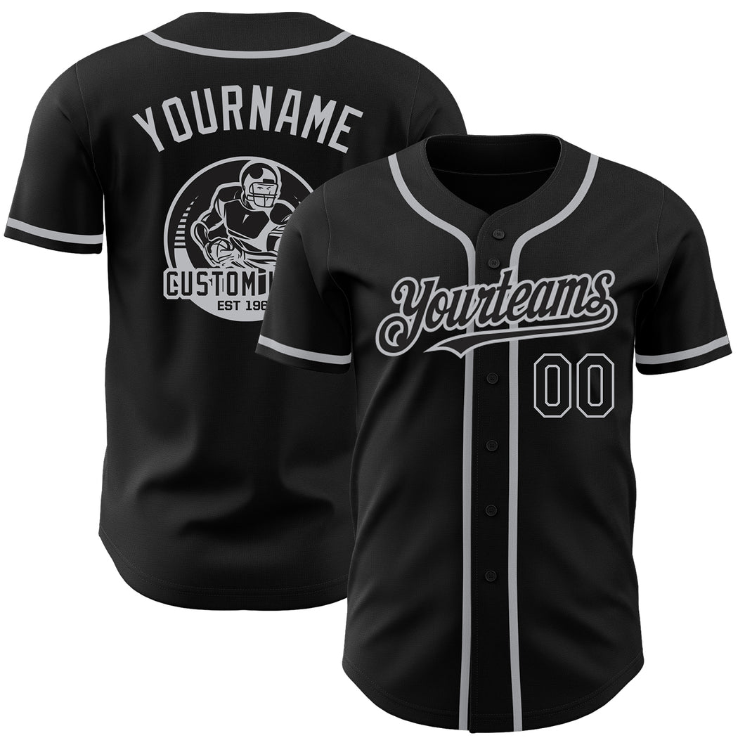 Custom Black Gray Authentic Baseball Jersey