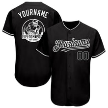 Load image into Gallery viewer, Custom Black White Authentic Baseball Jersey
