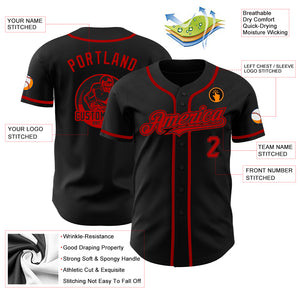 Custom Black Red Authentic Baseball Jersey