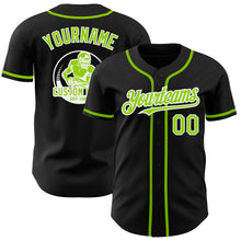 Load image into Gallery viewer, Custom Black Neon Green-White Authentic Baseball Jersey
