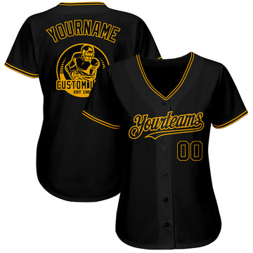 Custom Black Gold Authentic Baseball Jersey