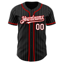 Load image into Gallery viewer, Custom Black White Pinstripe Red Authentic Baseball Jersey
