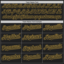 Load image into Gallery viewer, Custom Black Old Gold Pinstripe Old Gold Authentic Baseball Jersey
