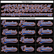 Load image into Gallery viewer, Custom Black Royal-Orange Hockey Lace Neck Jersey
