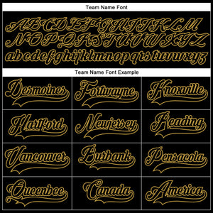 Custom Black Old Gold-Red Hockey Lace Neck Jersey