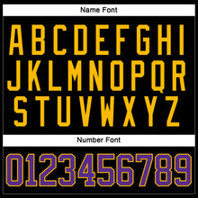 Load image into Gallery viewer, Custom Black Purple-Gold Hockey Lace Neck Jersey
