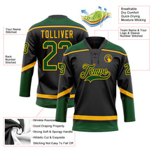 Load image into Gallery viewer, Custom Black Green-Gold Hockey Lace Neck Jersey
