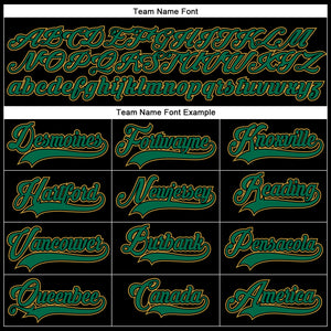 Custom Black Kelly Green-Old Gold Hockey Lace Neck Jersey