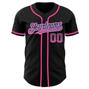 Custom Black Pink-Light Blue Authentic Drift Fashion Baseball Jersey