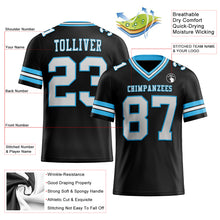 Load image into Gallery viewer, Custom Black White-Sky Blue Mesh Authentic Football Jersey
