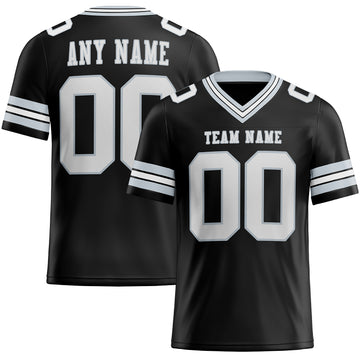 Custom Black White-Silver Mesh Authentic Football Jersey