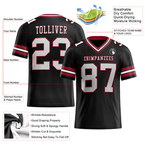 Custom Black White-Cardinal Mesh Authentic Football Jersey