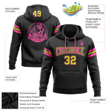 Load image into Gallery viewer, Custom Stitched Black Neon Yellow-Pink Football Pullover Sweatshirt Hoodie
