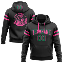 Load image into Gallery viewer, Custom Stitched Black Kelly Green-Pink Football Pullover Sweatshirt Hoodie
