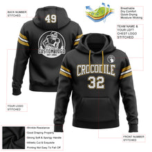Load image into Gallery viewer, Custom Stitched Black White-Old Gold Football Pullover Sweatshirt Hoodie

