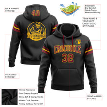 Load image into Gallery viewer, Custom Stitched Black Crimson-Gold Football Pullover Sweatshirt Hoodie
