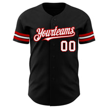 Load image into Gallery viewer, Custom Black White-Red Authentic Baseball Jersey
