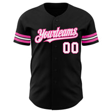 Load image into Gallery viewer, Custom Black White-Pink Authentic Baseball Jersey
