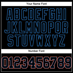 Custom Black Electric Blue-Orange Authentic Baseball Jersey