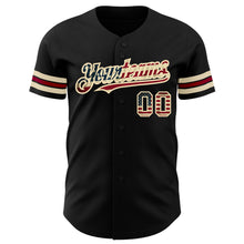 Load image into Gallery viewer, Custom Black Vintage USA Flag City Cream-Crimson Authentic Baseball Jersey
