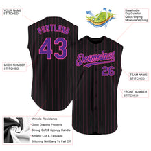 Load image into Gallery viewer, Custom Black Neon Green Pinstripe Neon Green Authentic Sleeveless Baseball Jersey

