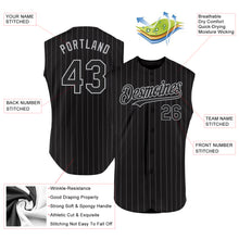 Load image into Gallery viewer, Custom Black Gray Pinstripe Gray Authentic Sleeveless Baseball Jersey
