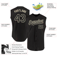 Load image into Gallery viewer, Custom Black Cream Pinstripe Cream Authentic Sleeveless Baseball Jersey
