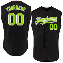 Load image into Gallery viewer, Custom Black Neon Green-White Authentic Sleeveless Baseball Jersey
