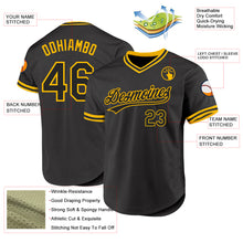 Load image into Gallery viewer, Custom Black Gold Authentic Throwback Baseball Jersey
