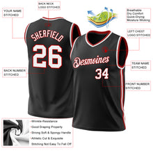 Load image into Gallery viewer, Custom Black White-Red Authentic Throwback Basketball Jersey
