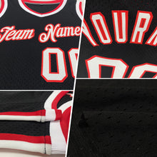 Load image into Gallery viewer, Custom Black Red Authentic Throwback Basketball Jersey
