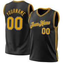 Load image into Gallery viewer, Custom Black Gold-White Authentic Throwback Basketball Jersey
