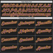 Load image into Gallery viewer, Custom Black Purple-Gold Authentic Throwback Basketball Jersey
