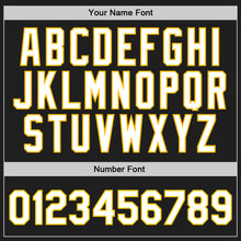 Load image into Gallery viewer, Custom Black White-Gold Authentic Throwback Basketball Jersey
