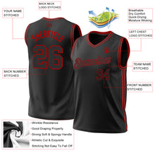 Load image into Gallery viewer, Custom Black Red Authentic Throwback Basketball Jersey
