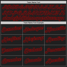 Load image into Gallery viewer, Custom Black Red Authentic Throwback Basketball Jersey
