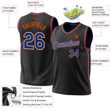 Load image into Gallery viewer, Custom Black Royal-Orange Authentic Throwback Basketball Jersey
