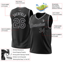 Load image into Gallery viewer, Custom Black Gray Authentic Throwback Basketball Jersey
