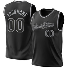 Load image into Gallery viewer, Custom Black Gray Authentic Throwback Basketball Jersey
