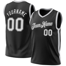 Load image into Gallery viewer, Custom Black White-Gray Authentic Throwback Basketball Jersey
