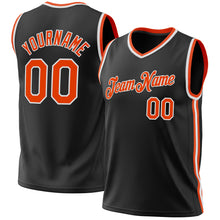 Load image into Gallery viewer, Custom Black Orange-White Authentic Throwback Basketball Jersey
