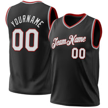 Load image into Gallery viewer, Custom Black Gray-Red Authentic Throwback Basketball Jersey
