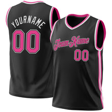 Load image into Gallery viewer, Custom Black Pink-White Authentic Throwback Basketball Jersey
